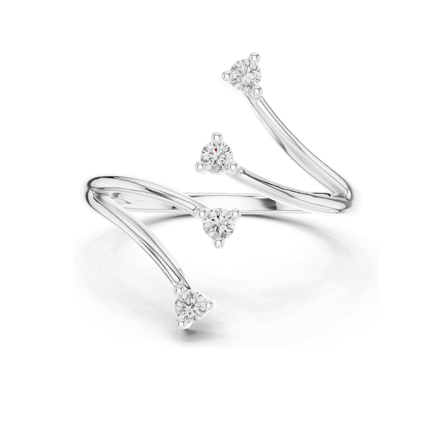 0.12 CT Lab Diamond Triple Stone Curved Ring for Women | VVS-VS EF Clarity | 18KT, 14KT, 10KT Gold & 925 Silver | Rose, Yellow, White Gold & Moissanite Options