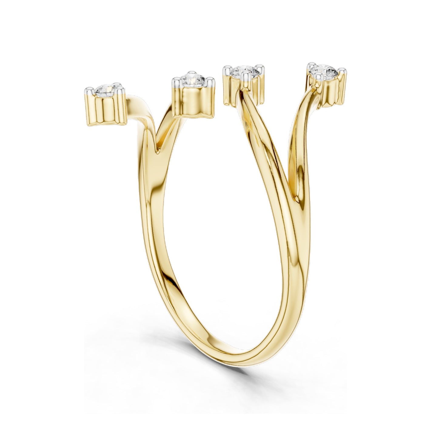 0.12 CT Lab Diamond Triple Stone Curved Ring for Women | VVS-VS EF Clarity | 18KT, 14KT, 10KT Gold & 925 Silver | Rose, Yellow, White Gold & Moissanite Options