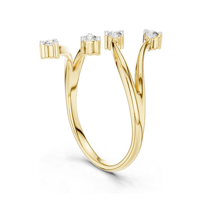 0.12 CT Lab Diamond Triple Stone Curved Ring for Women | VVS-VS EF Clarity | 18KT, 14KT, 10KT Gold & 925 Silver | Rose, Yellow, White Gold & Moissanite Options