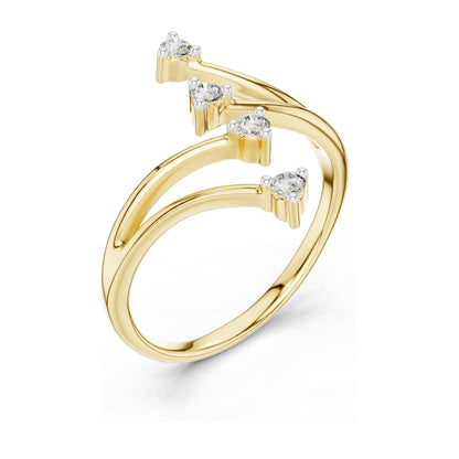 0.12 CT Lab Diamond Triple Stone Curved Ring for Women | VVS-VS EF Clarity | 18KT, 14KT, 10KT Gold & 925 Silver | Rose, Yellow, White Gold & Moissanite Options