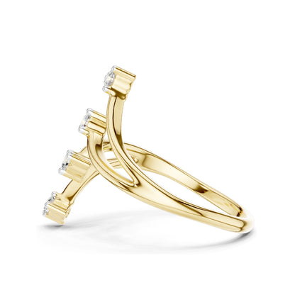 0.12 CT Lab Diamond Triple Stone Curved Ring for Women | VVS-VS EF Clarity | 18KT, 14KT, 10KT Gold & 925 Silver | Rose, Yellow, White Gold & Moissanite Options