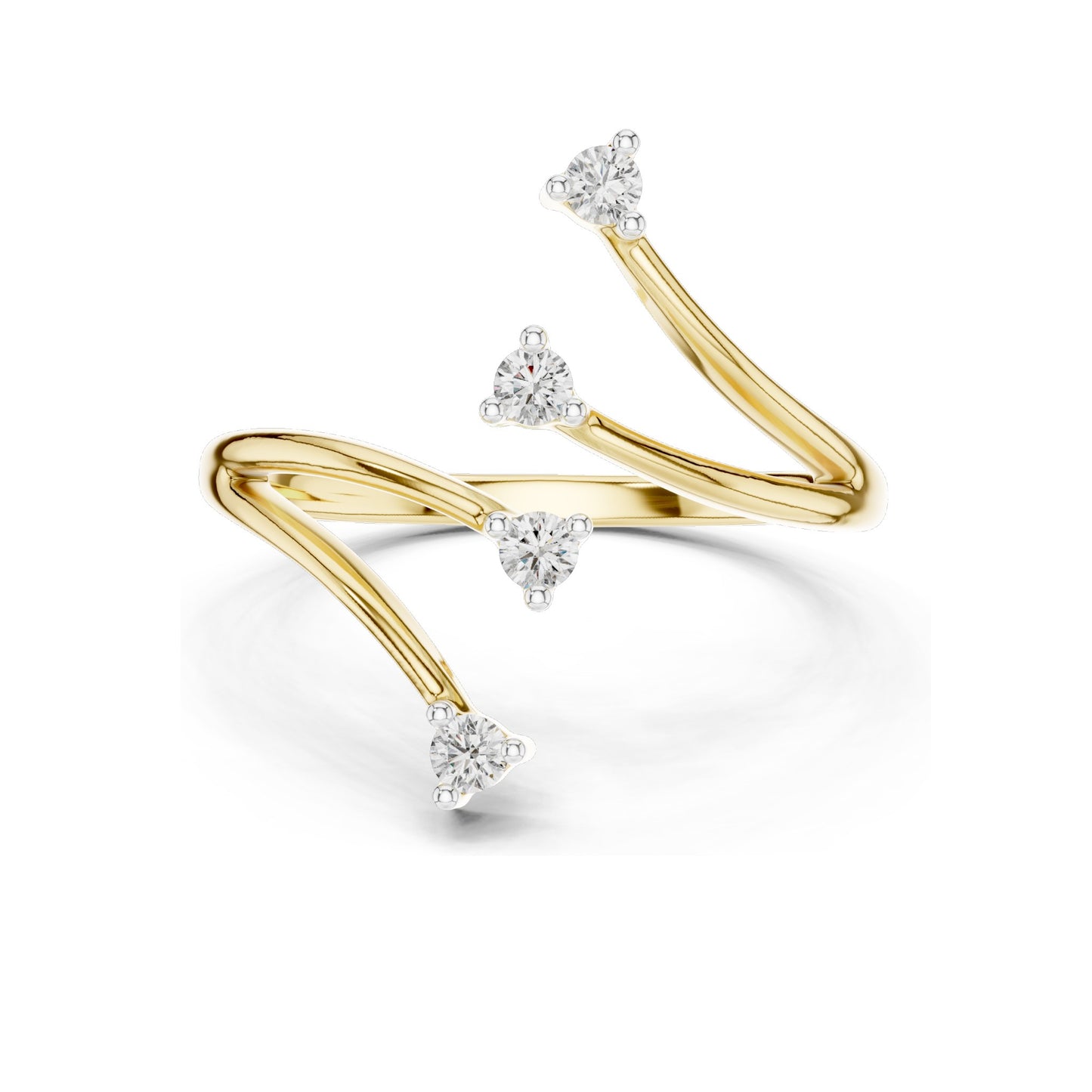 0.12 CT Lab Diamond Triple Stone Curved Ring for Women | VVS-VS EF Clarity | 18KT, 14KT, 10KT Gold & 925 Silver | Rose, Yellow, White Gold & Moissanite Options