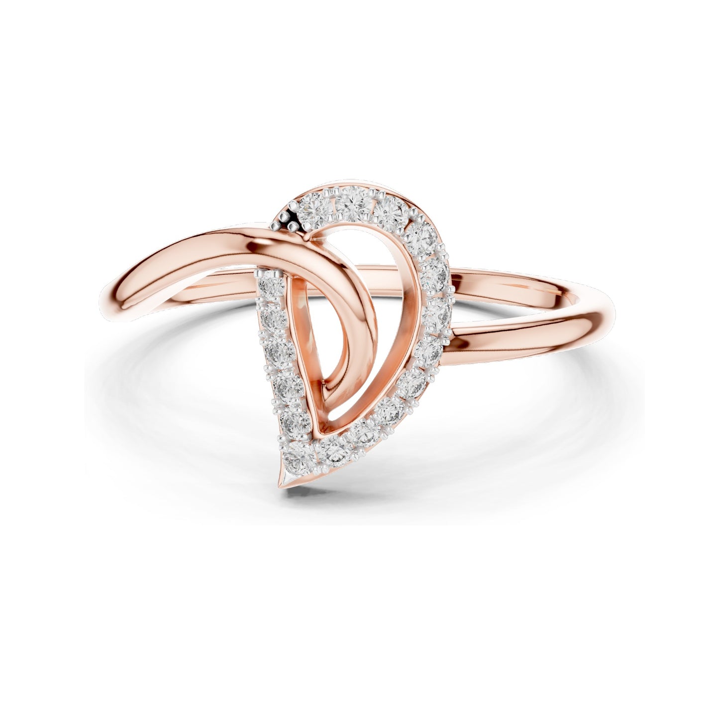 0.115 CT Heart-Shaped Lab Diamond Ring for Women | VVS-VS EF Clarity | 18KT, 14KT, 10KT Gold & 925 Silver | Rose, Yellow, White Gold & Moissanite Options