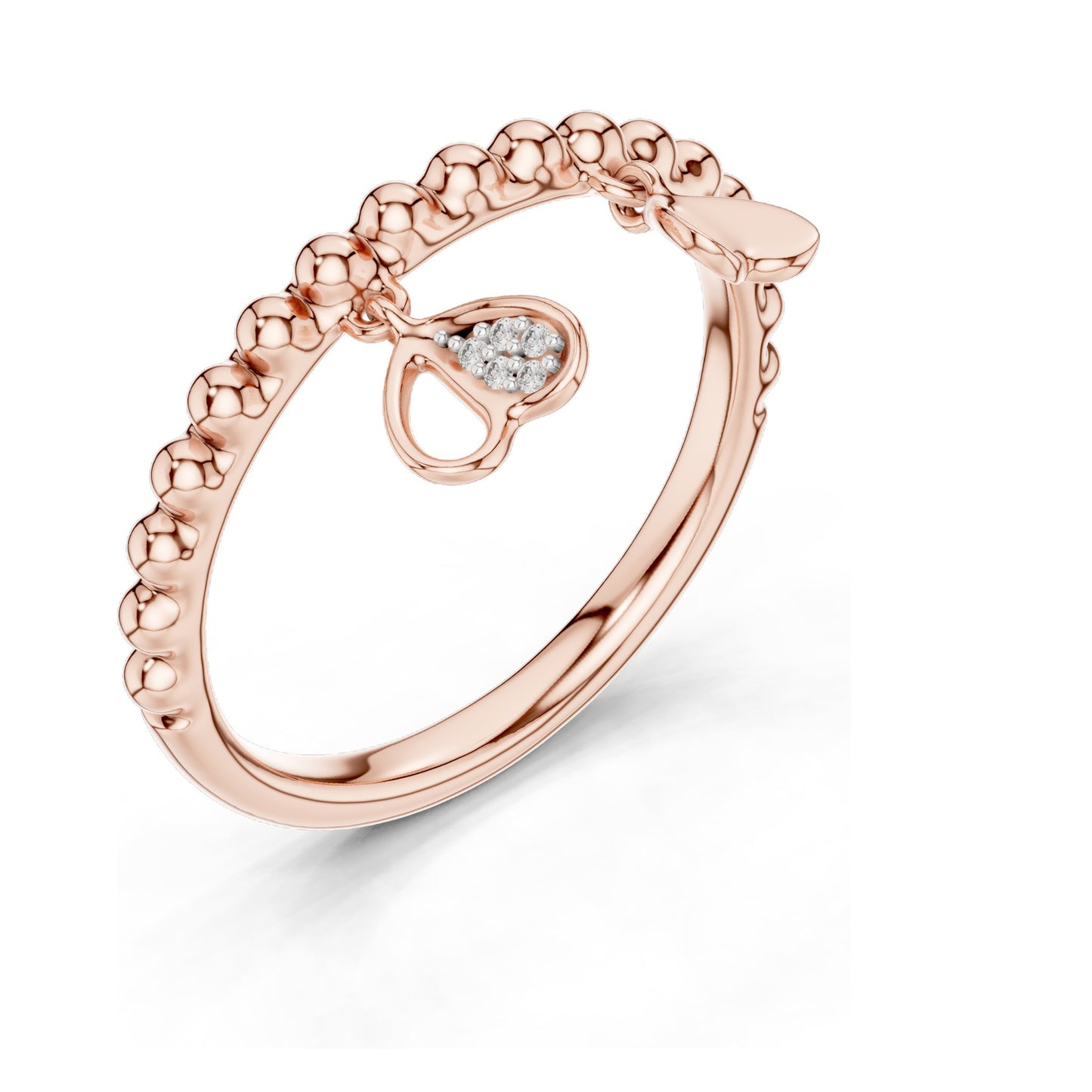 0.015 CT Heart-Shaped Dangle Lab Diamond Ring for Women | VVS-VS EF Clarity | 18KT, 14KT, 10KT Gold & 925 Silver | Rose, Yellow, White Gold & Moissanite Options