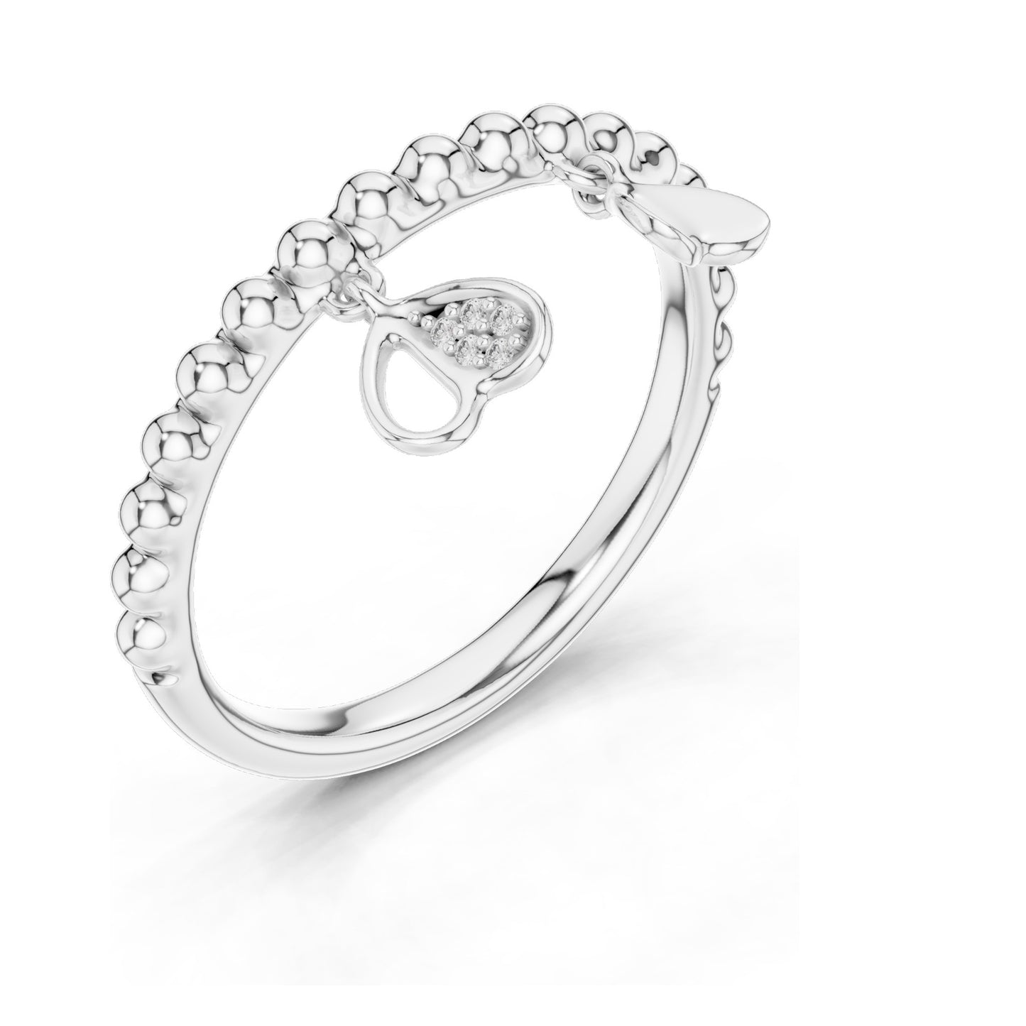 0.015 CT Heart-Shaped Dangle Lab Diamond Ring for Women | VVS-VS EF Clarity | 18KT, 14KT, 10KT Gold & 925 Silver | Rose, Yellow, White Gold & Moissanite Options