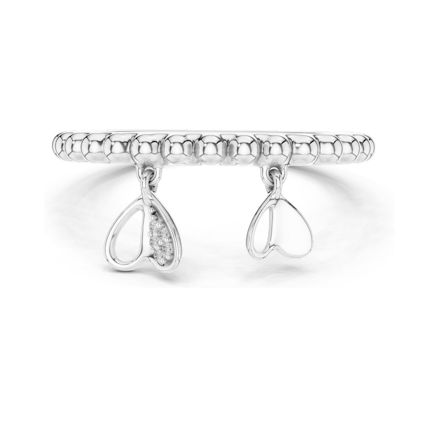 0.015 CT Heart-Shaped Dangle Lab Diamond Ring for Women | VVS-VS EF Clarity | 18KT, 14KT, 10KT Gold & 925 Silver | Rose, Yellow, White Gold & Moissanite Options