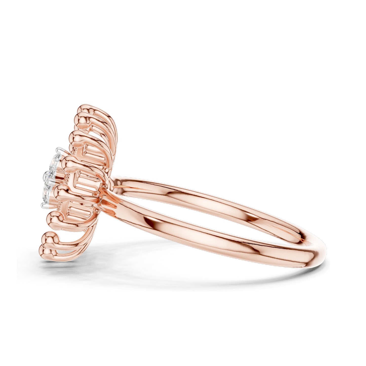 0.08 CT Lab Diamond Sunburst Design Ring for Women | VVS-VS EF Clarity | 18KT, 14KT, 10KT Gold & 925 Silver | Moissanite & Lab Diamond Options | Rose, Yellow, White Gold