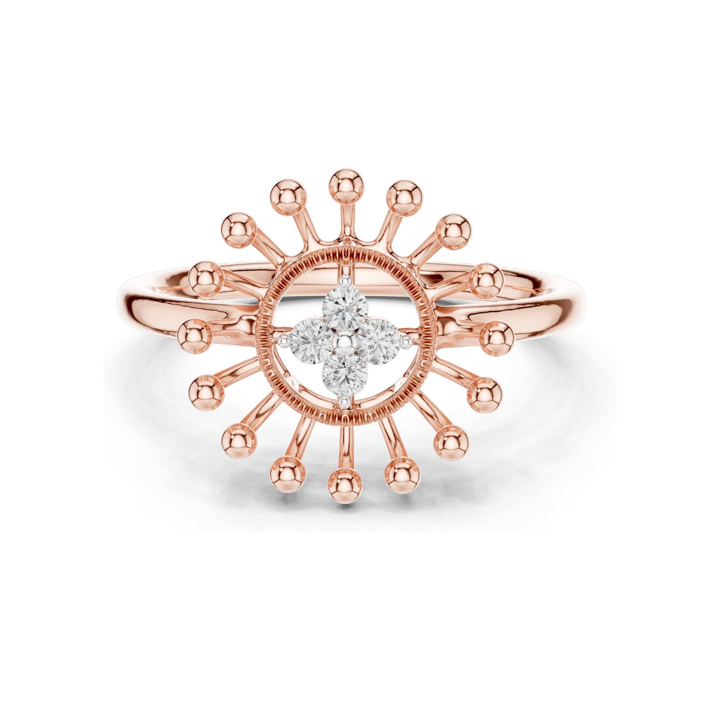 0.08 CT Lab Diamond Sunburst Design Ring for Women | VVS-VS EF Clarity | 18KT, 14KT, 10KT Gold & 925 Silver | Moissanite & Lab Diamond Options | Rose, Yellow, White Gold