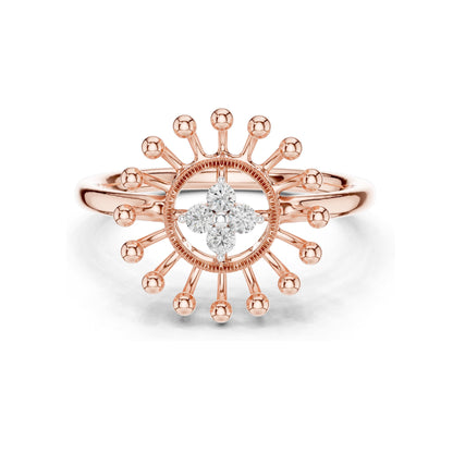 0.08 CT Lab Diamond Sunburst Design Ring for Women | VVS-VS EF Clarity | 18KT, 14KT, 10KT Gold & 925 Silver | Moissanite & Lab Diamond Options | Rose, Yellow, White Gold