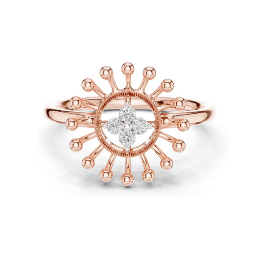 0.08 CT Lab Diamond Sunburst Design Ring for Women | VVS-VS EF Clarity | 18KT, 14KT, 10KT Gold & 925 Silver | Moissanite & Lab Diamond Options | Rose, Yellow, White Gold