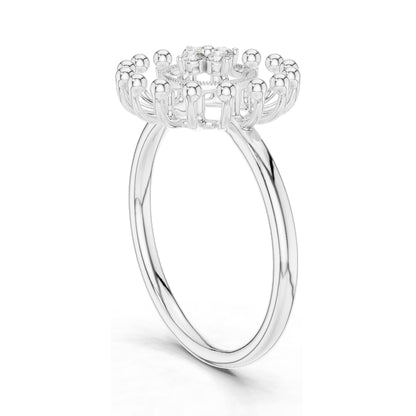 0.08 CT Lab Diamond Sunburst Design Ring for Women | VVS-VS EF Clarity | 18KT, 14KT, 10KT Gold & 925 Silver | Moissanite & Lab Diamond Options | Rose, Yellow, White Gold