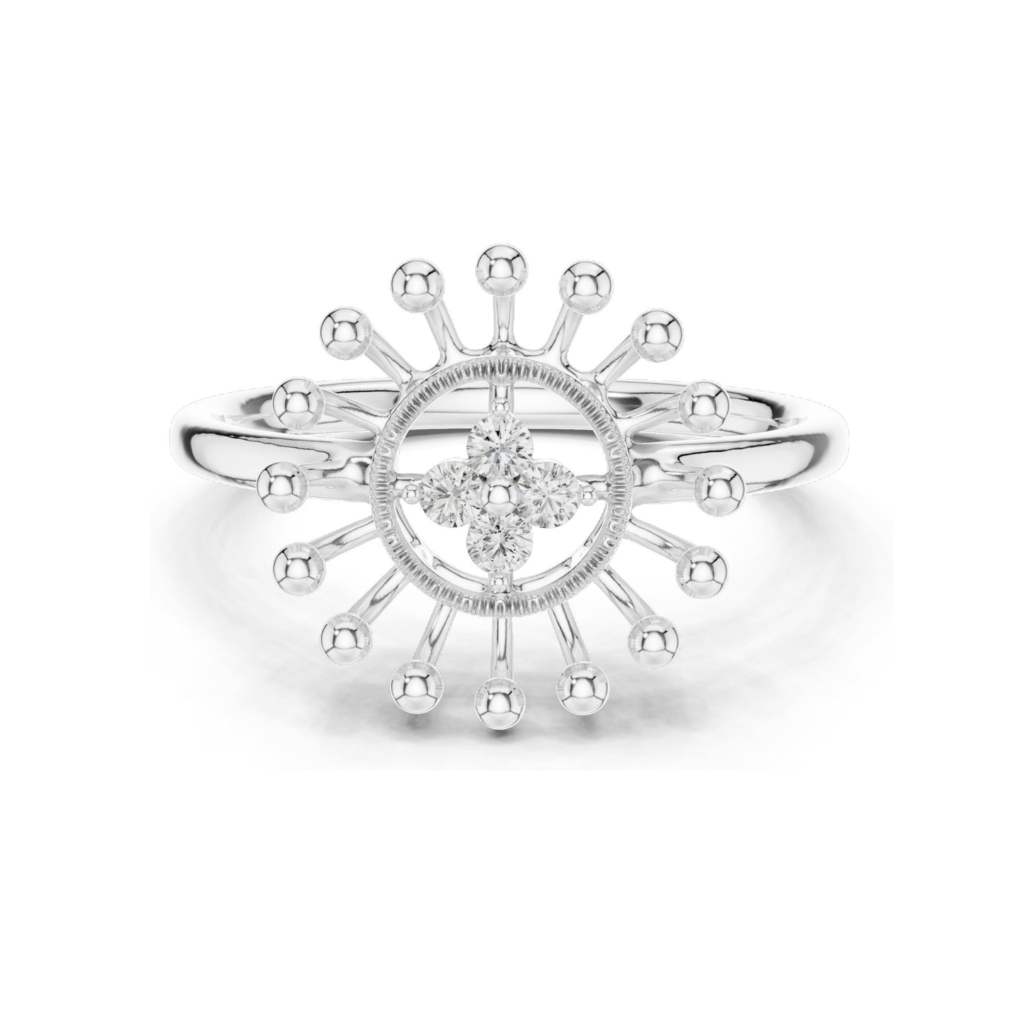 0.08 CT Lab Diamond Sunburst Design Ring for Women | VVS-VS EF Clarity | 18KT, 14KT, 10KT Gold & 925 Silver | Moissanite & Lab Diamond Options | Rose, Yellow, White Gold