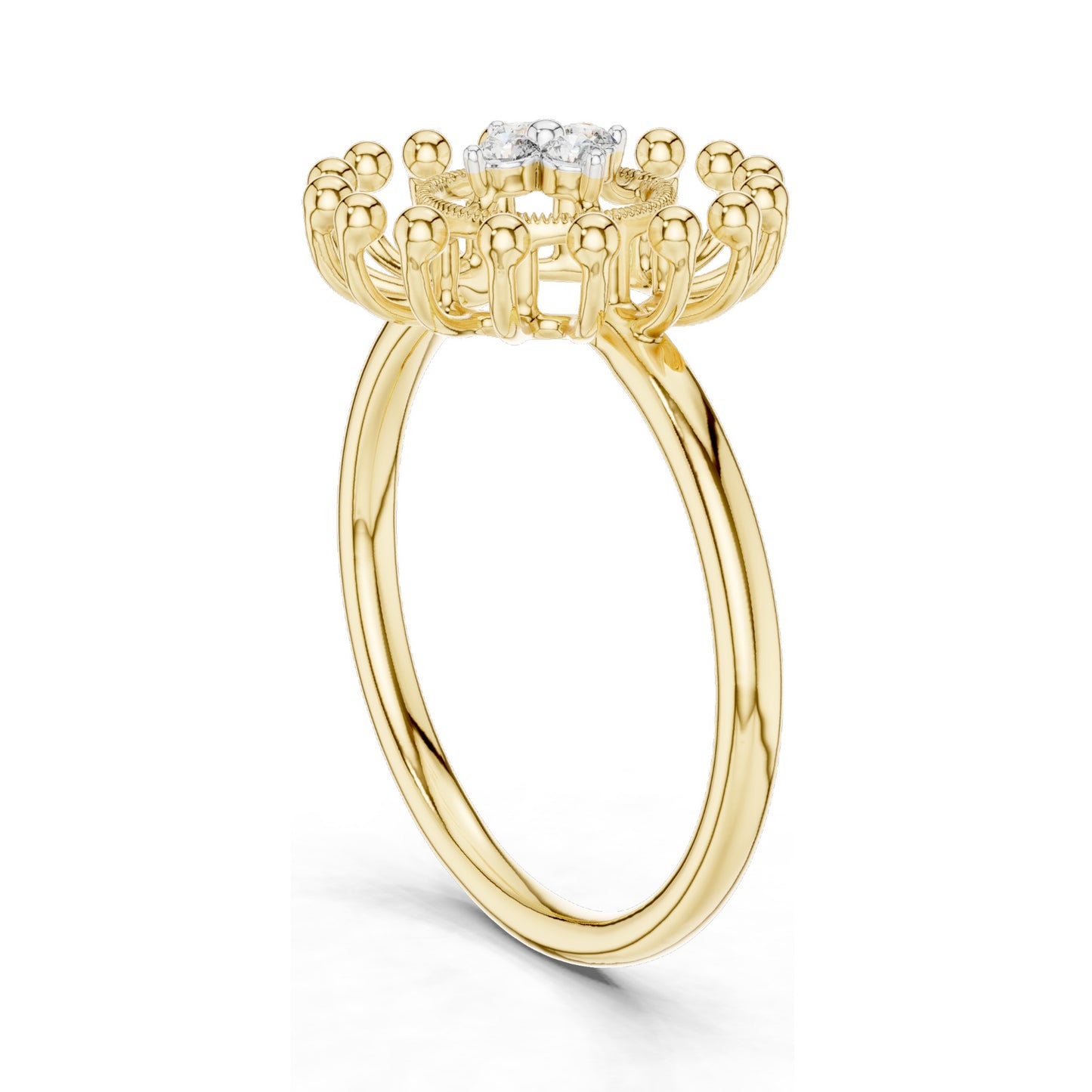 0.08 CT Lab Diamond Sunburst Design Ring for Women | VVS-VS EF Clarity | 18KT, 14KT, 10KT Gold & 925 Silver | Moissanite & Lab Diamond Options | Rose, Yellow, White Gold