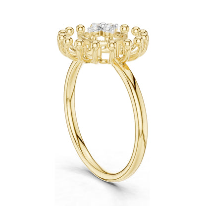 0.08 CT Lab Diamond Sunburst Design Ring for Women | VVS-VS EF Clarity | 18KT, 14KT, 10KT Gold & 925 Silver | Moissanite & Lab Diamond Options | Rose, Yellow, White Gold