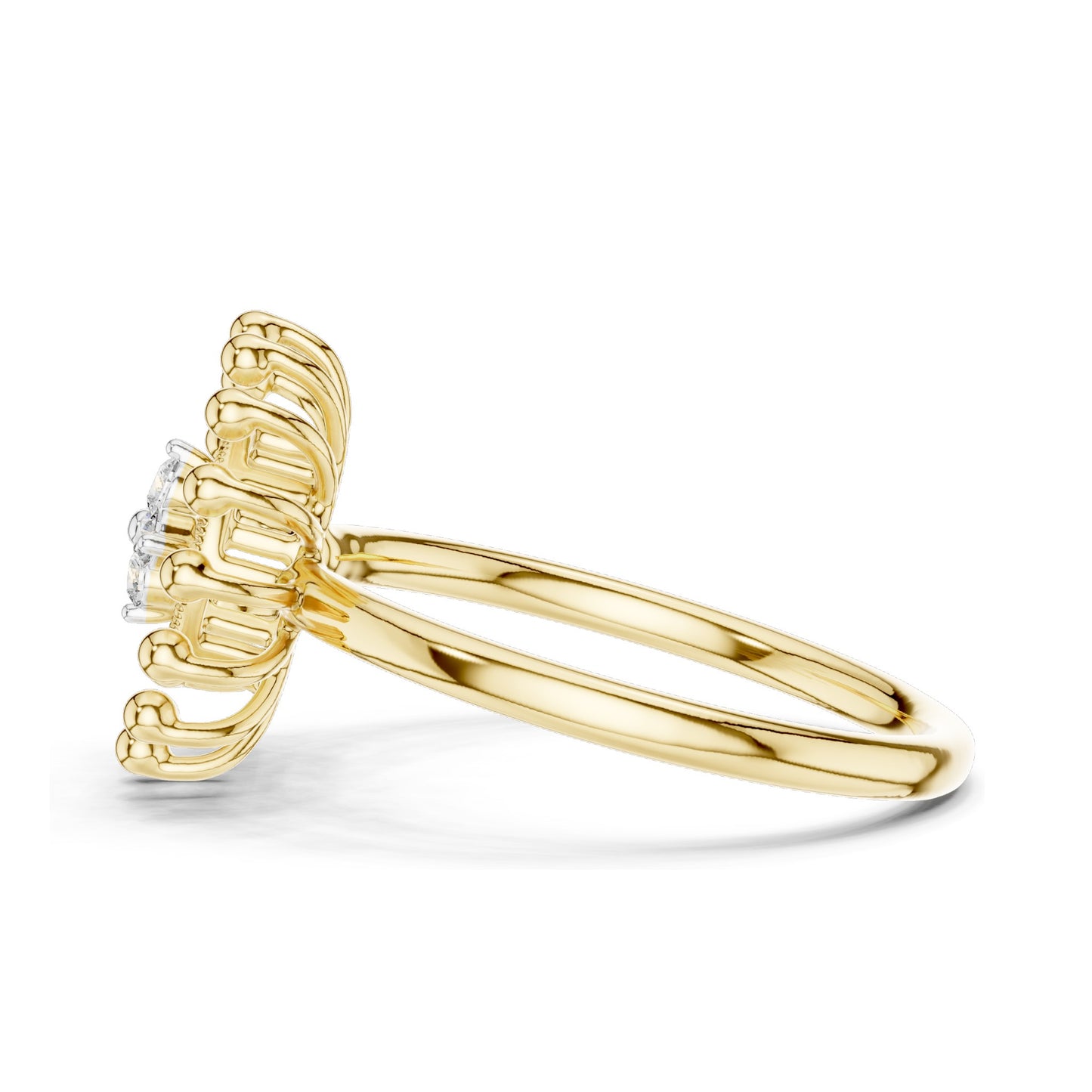 0.08 CT Lab Diamond Sunburst Design Ring for Women | VVS-VS EF Clarity | 18KT, 14KT, 10KT Gold & 925 Silver | Moissanite & Lab Diamond Options | Rose, Yellow, White Gold