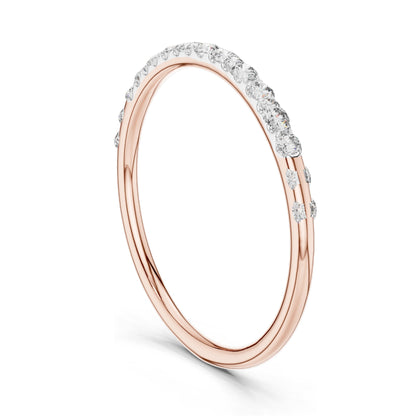 0.12 CT Lab Diamond Pave and Curved Band Ring for Women | VVS-VS EF Clarity | 18KT, 14KT, 10KT Gold & 925 Silver | Moissanite & Lab Diamond Options | Rose, Yellow, White Gold