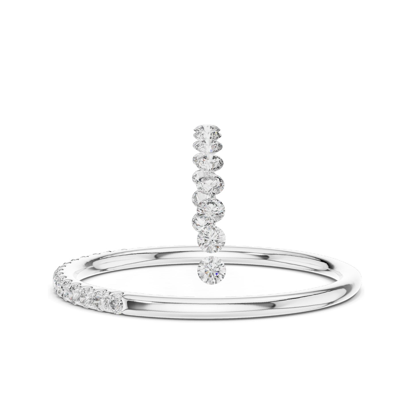 0.12 CT Lab Diamond Pave and Curved Band Ring for Women | VVS-VS EF Clarity | 18KT, 14KT, 10KT Gold & 925 Silver | Moissanite & Lab Diamond Options | Rose, Yellow, White Gold