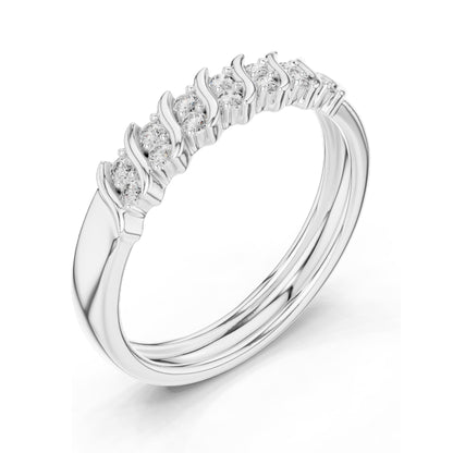 0.168 CT Round Brilliant Lab Diamond Wavy Ring for Women | VVS-VS EF Clarity | 18KT, 14KT, 10KT Gold & 925 Silver | Moissanite Option | Rose, Yellow, White Gold