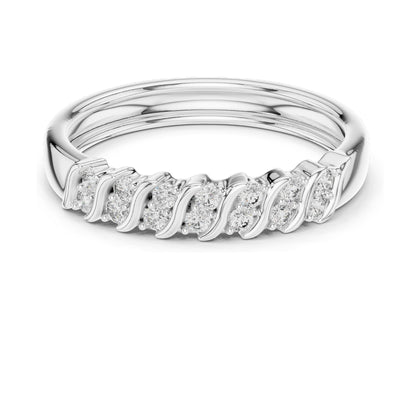 0.168 CT Round Brilliant Lab Diamond Wavy Ring for Women | VVS-VS EF Clarity | 18KT, 14KT, 10KT Gold & 925 Silver | Moissanite Option | Rose, Yellow, White Gold