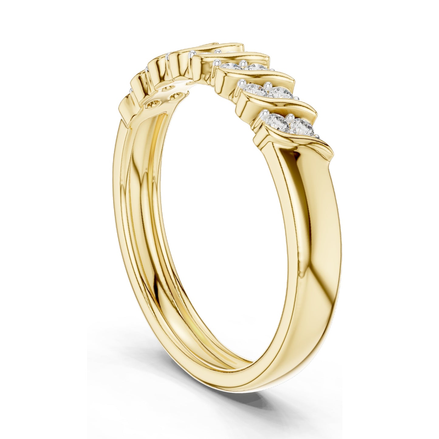 0.168 CT Round Brilliant Lab Diamond Wavy Ring for Women | VVS-VS EF Clarity | 18KT, 14KT, 10KT Gold & 925 Silver | Moissanite Option | Rose, Yellow, White Gold