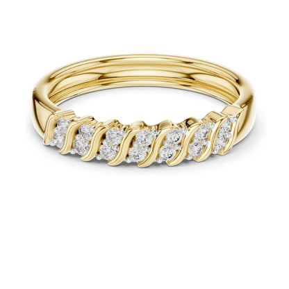 0.168 CT Round Brilliant Lab Diamond Wavy Ring for Women | VVS-VS EF Clarity | 18KT, 14KT, 10KT Gold & 925 Silver | Moissanite Option | Rose, Yellow, White Gold