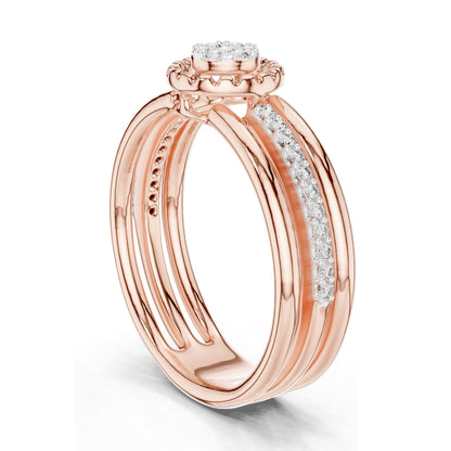 0.19 CT Round Brilliant Lab Diamond Halo Ring for Women | VVS-VS EF Clarity | 18KT, 14KT, 10KT Gold & 925 Silver | Moissanite Option | Rose, Yellow, White Gold