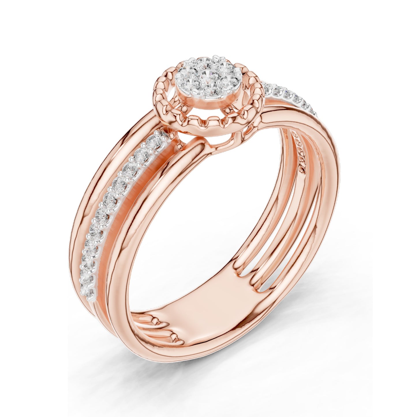 0.19 CT Round Brilliant Lab Diamond Halo Ring for Women | VVS-VS EF Clarity | 18KT, 14KT, 10KT Gold & 925 Silver | Moissanite Option | Rose, Yellow, White Gold