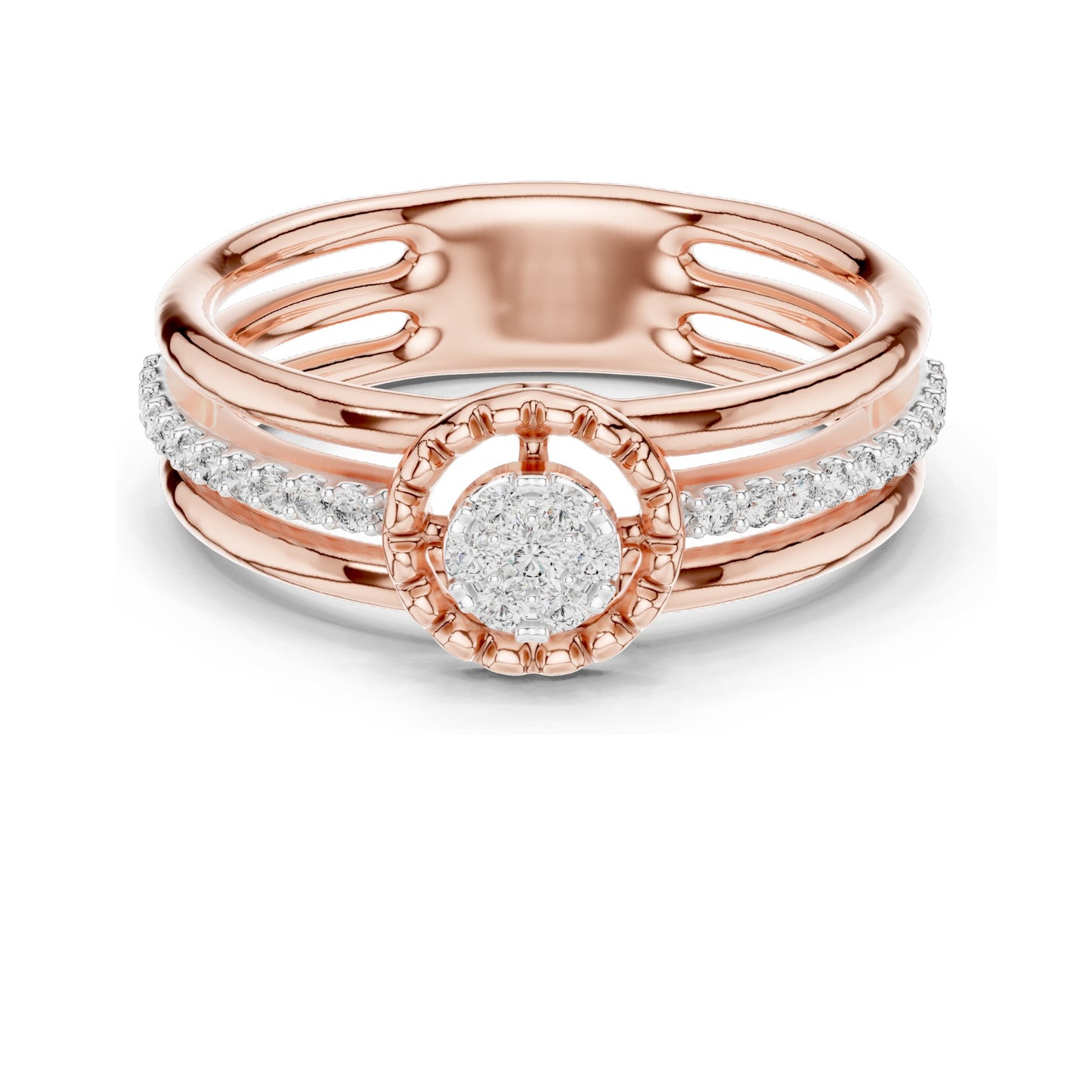 0.19 CT Round Brilliant Lab Diamond Halo Ring for Women | VVS-VS EF Clarity | 18KT, 14KT, 10KT Gold & 925 Silver | Moissanite Option | Rose, Yellow, White Gold