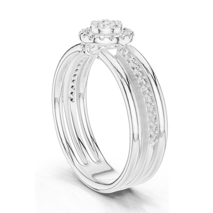 0.19 CT Round Brilliant Lab Diamond Halo Ring for Women | VVS-VS EF Clarity | 18KT, 14KT, 10KT Gold & 925 Silver | Moissanite Option | Rose, Yellow, White Gold