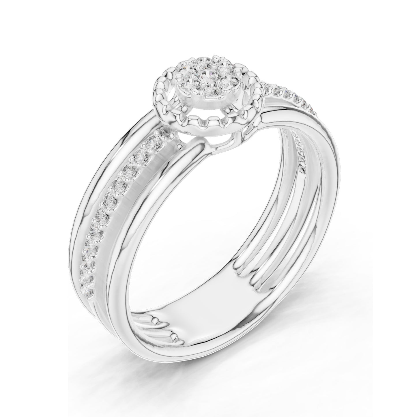 0.19 CT Round Brilliant Lab Diamond Halo Ring for Women | VVS-VS EF Clarity | 18KT, 14KT, 10KT Gold & 925 Silver | Moissanite Option | Rose, Yellow, White Gold