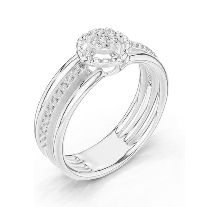 0.19 CT Round Brilliant Lab Diamond Halo Ring for Women | VVS-VS EF Clarity | 18KT, 14KT, 10KT Gold & 925 Silver | Moissanite Option | Rose, Yellow, White Gold