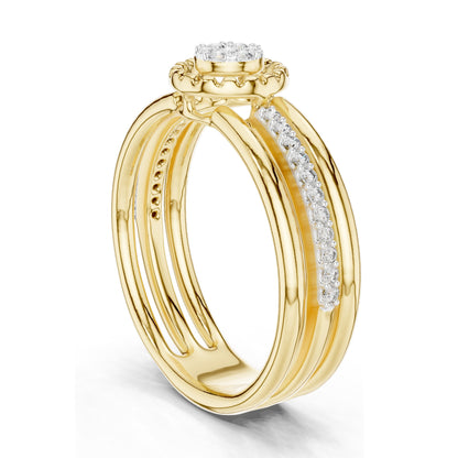 0.19 CT Round Brilliant Lab Diamond Halo Ring for Women | VVS-VS EF Clarity | 18KT, 14KT, 10KT Gold & 925 Silver | Moissanite Option | Rose, Yellow, White Gold