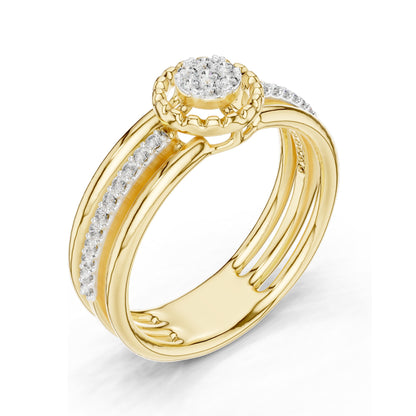 0.19 CT Round Brilliant Lab Diamond Halo Ring for Women | VVS-VS EF Clarity | 18KT, 14KT, 10KT Gold & 925 Silver | Moissanite Option | Rose, Yellow, White Gold
