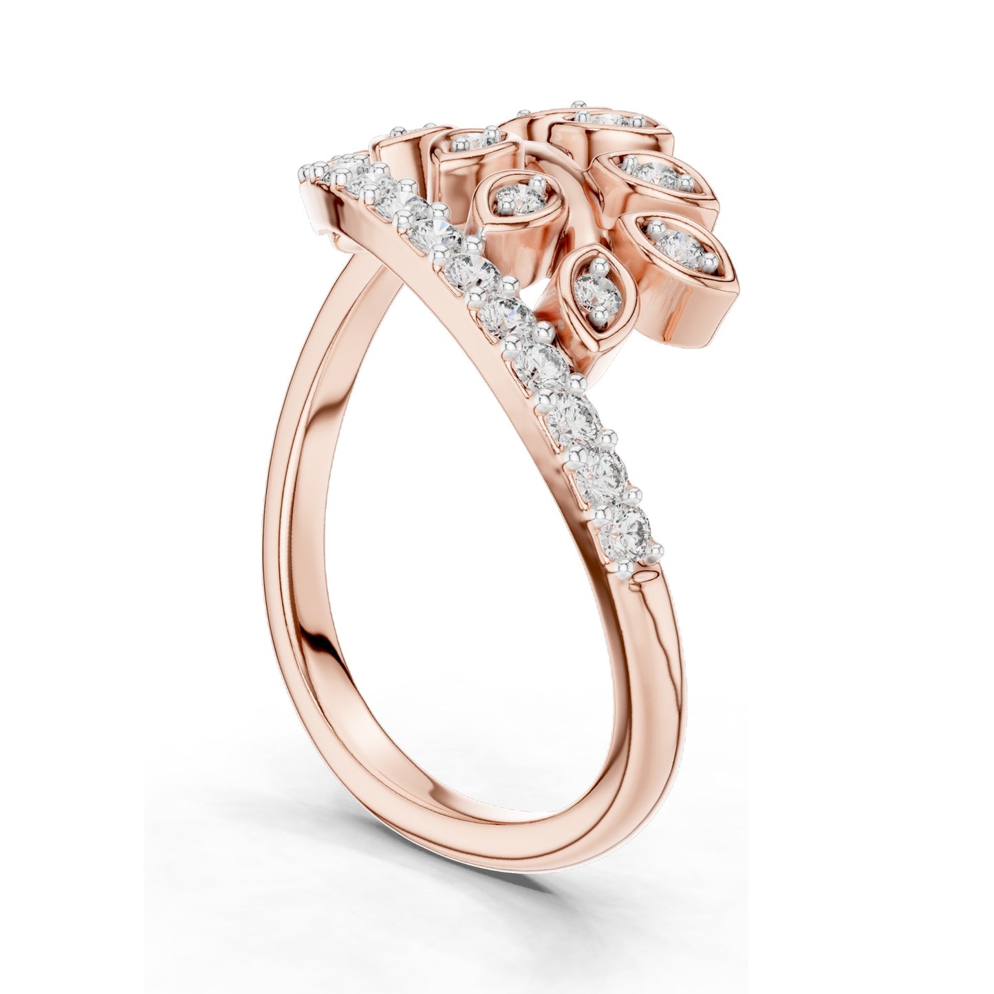 0.268 CT Pear-Shaped Lab Diamond Leaf Ring for Women | VVS-VS EF Clarity | 18KT, 14KT, 10KT Gold & 925 Silver | Moissanite Option | Rose, Yellow, White Gold