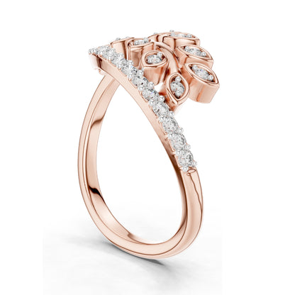 0.268 CT Pear-Shaped Lab Diamond Leaf Ring for Women | VVS-VS EF Clarity | 18KT, 14KT, 10KT Gold & 925 Silver | Moissanite Option | Rose, Yellow, White Gold