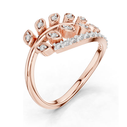 0.268 CT Pear-Shaped Lab Diamond Leaf Ring for Women | VVS-VS EF Clarity | 18KT, 14KT, 10KT Gold & 925 Silver | Moissanite Option | Rose, Yellow, White Gold