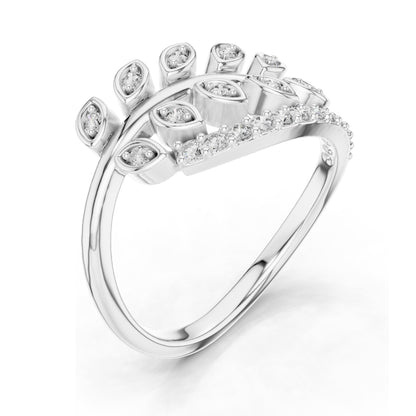 0.268 CT Pear-Shaped Lab Diamond Leaf Ring for Women | VVS-VS EF Clarity | 18KT, 14KT, 10KT Gold & 925 Silver | Moissanite Option | Rose, Yellow, White Gold