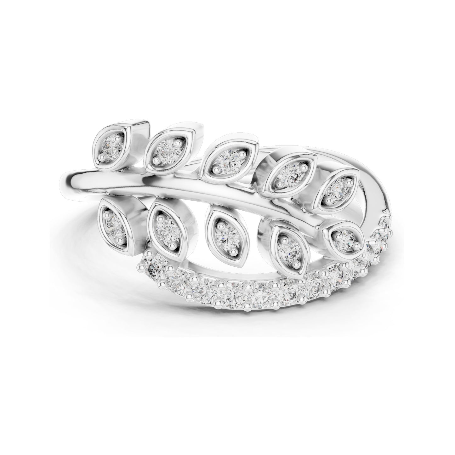 0.268 CT Pear-Shaped Lab Diamond Leaf Ring for Women | VVS-VS EF Clarity | 18KT, 14KT, 10KT Gold & 925 Silver | Moissanite Option | Rose, Yellow, White Gold