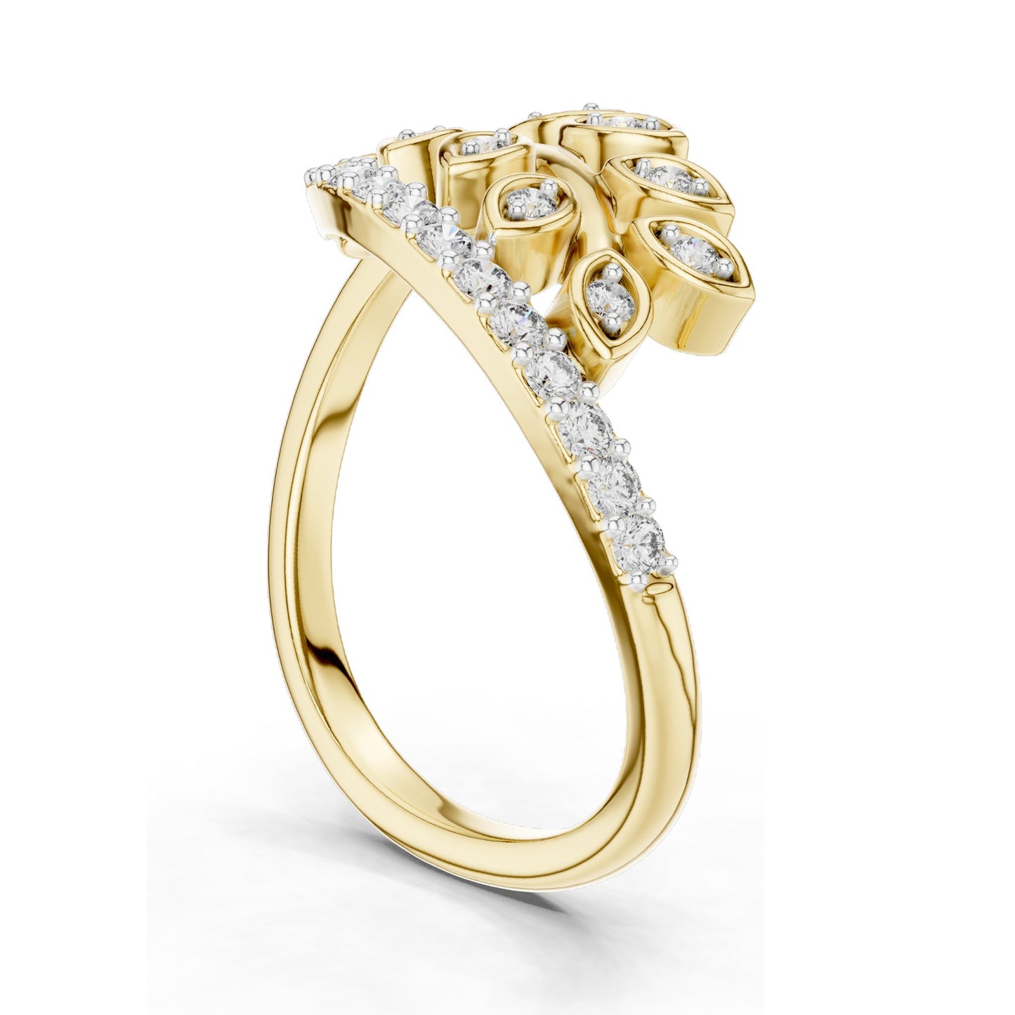 0.268 CT Pear-Shaped Lab Diamond Leaf Ring for Women | VVS-VS EF Clarity | 18KT, 14KT, 10KT Gold & 925 Silver | Moissanite Option | Rose, Yellow, White Gold