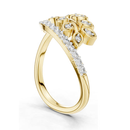 0.268 CT Pear-Shaped Lab Diamond Leaf Ring for Women | VVS-VS EF Clarity | 18KT, 14KT, 10KT Gold & 925 Silver | Moissanite Option | Rose, Yellow, White Gold