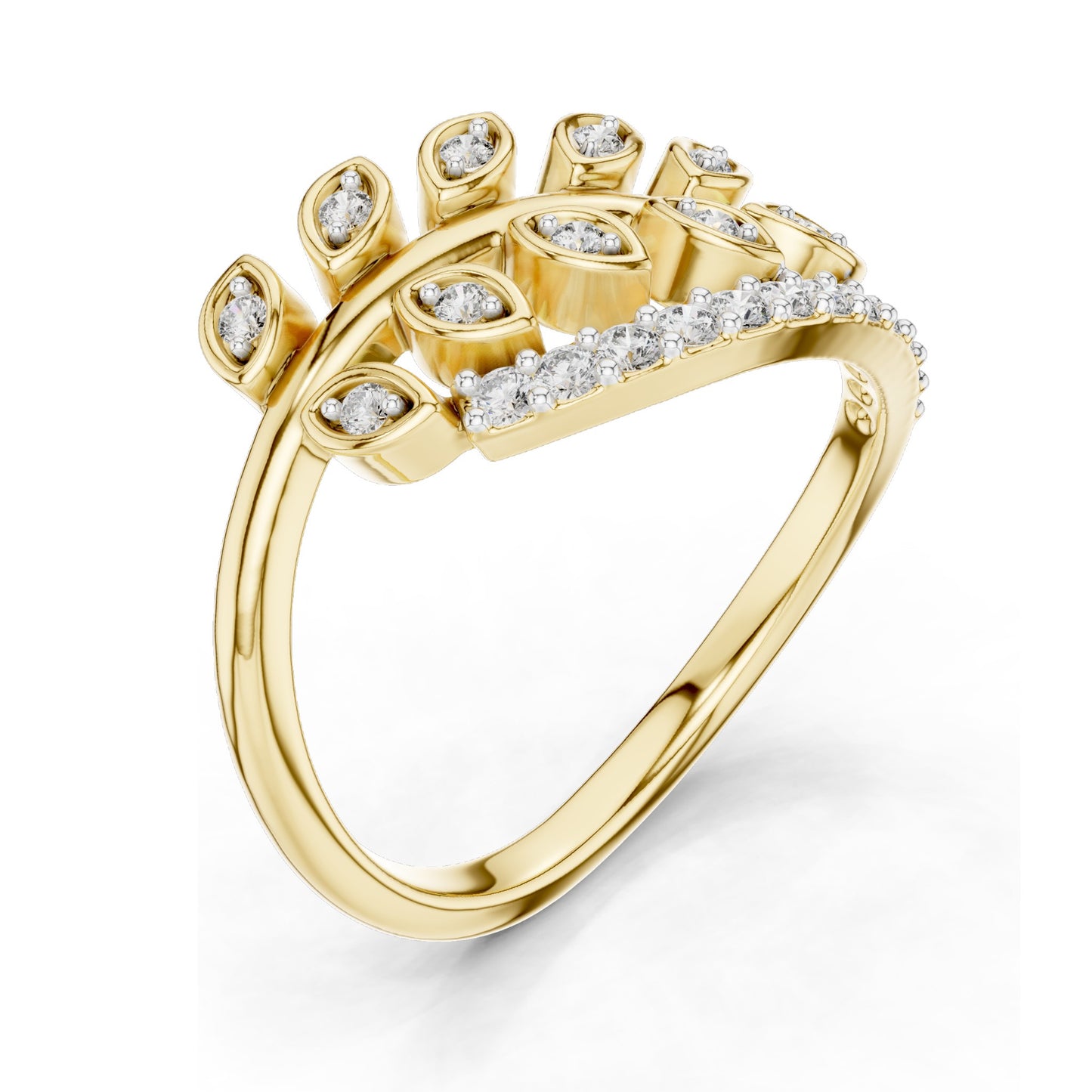 0.268 CT Pear-Shaped Lab Diamond Leaf Ring for Women | VVS-VS EF Clarity | 18KT, 14KT, 10KT Gold & 925 Silver | Moissanite Option | Rose, Yellow, White Gold