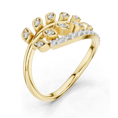 0.268 CT Pear-Shaped Lab Diamond Leaf Ring for Women | VVS-VS EF Clarity | 18KT, 14KT, 10KT Gold & 925 Silver | Moissanite Option | Rose, Yellow, White Gold