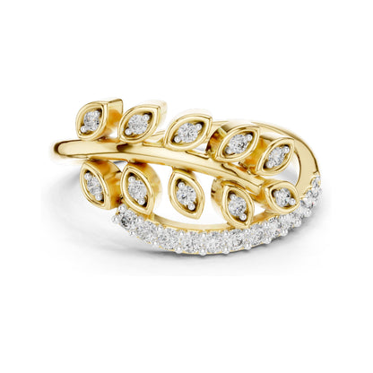 0.268 CT Pear-Shaped Lab Diamond Leaf Ring for Women | VVS-VS EF Clarity | 18KT, 14KT, 10KT Gold & 925 Silver | Moissanite Option | Rose, Yellow, White Gold