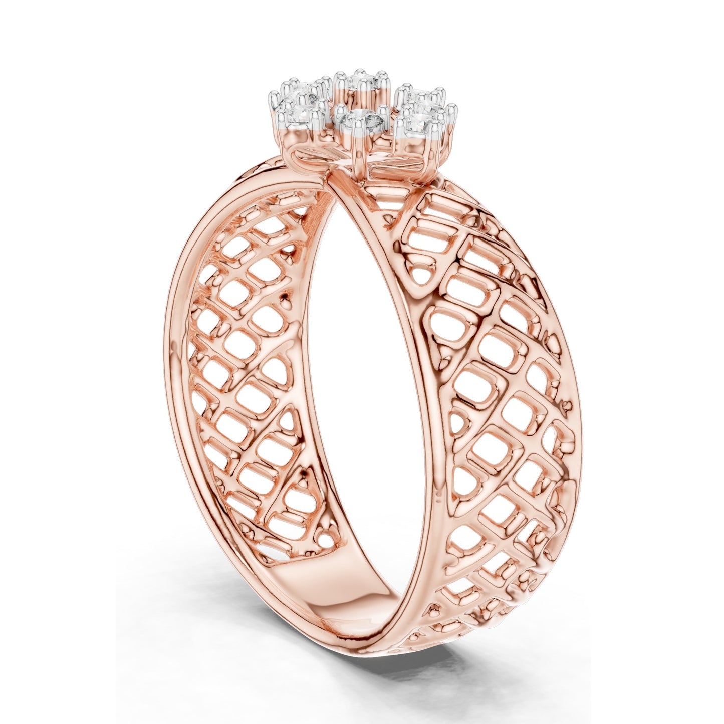 0.108 CT Lab-Grown Diamond Cluster Ring for Women | VVS-VS EF Clarity | 18KT, 14KT, 10KT Gold & 925 Silver | Rose, Yellow, White Gold & Moissanite Options