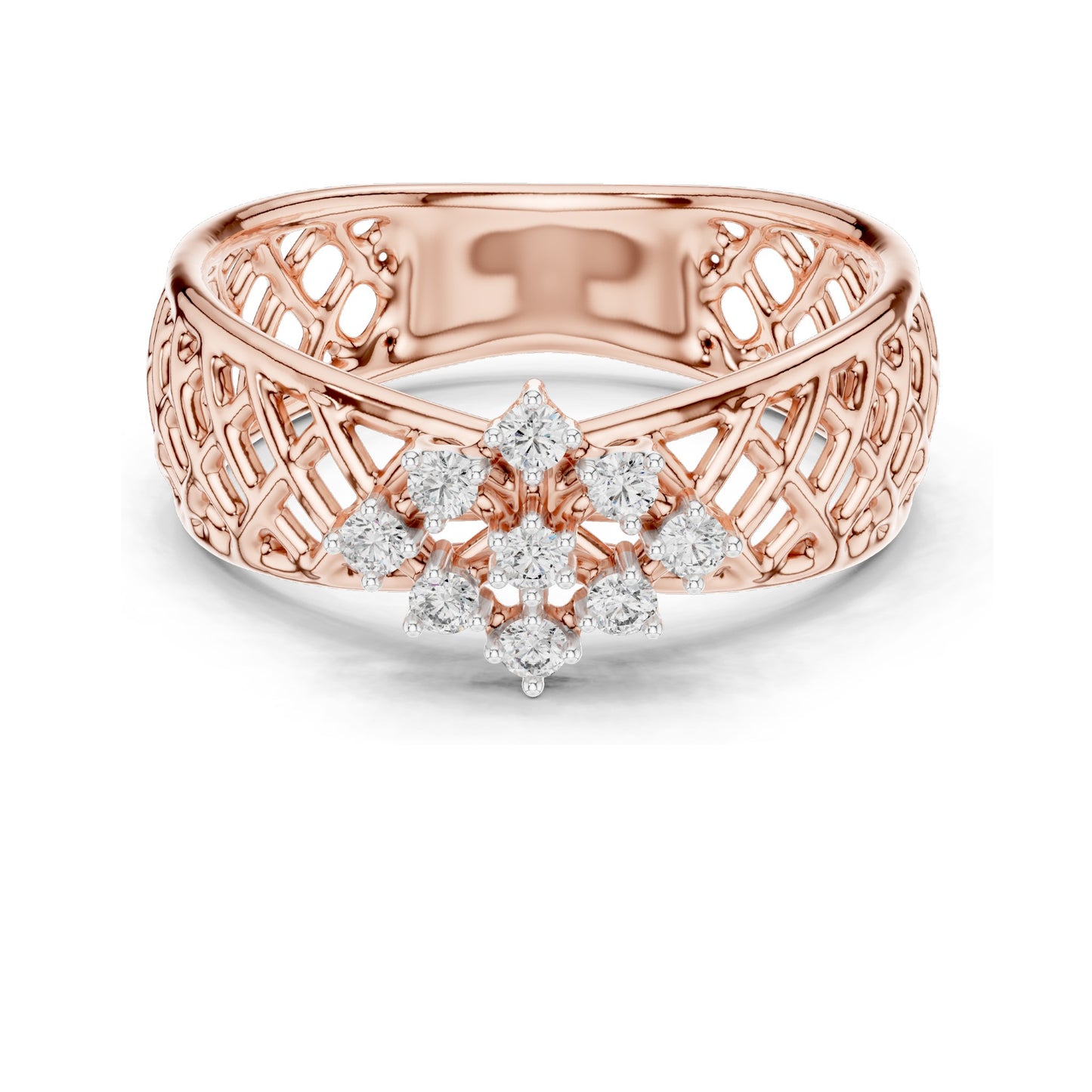 0.108 CT Lab-Grown Diamond Cluster Ring for Women | VVS-VS EF Clarity | 18KT, 14KT, 10KT Gold & 925 Silver | Rose, Yellow, White Gold & Moissanite Options