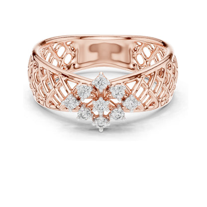 0.108 CT Lab-Grown Diamond Cluster Ring for Women | VVS-VS EF Clarity | 18KT, 14KT, 10KT Gold & 925 Silver | Rose, Yellow, White Gold & Moissanite Options