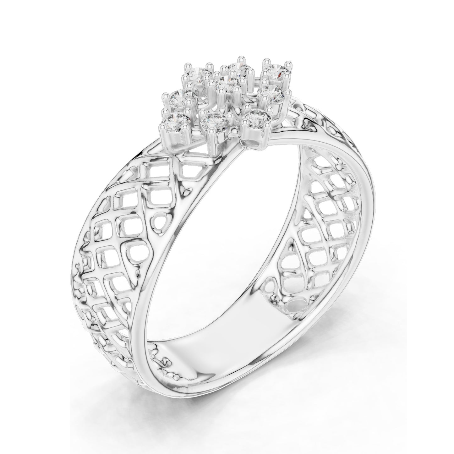 0.108 CT Lab-Grown Diamond Cluster Ring for Women | VVS-VS EF Clarity | 18KT, 14KT, 10KT Gold & 925 Silver | Rose, Yellow, White Gold & Moissanite Options