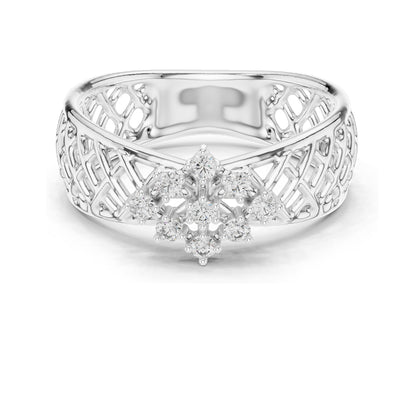 0.108 CT Lab-Grown Diamond Cluster Ring for Women | VVS-VS EF Clarity | 18KT, 14KT, 10KT Gold & 925 Silver | Rose, Yellow, White Gold & Moissanite Options