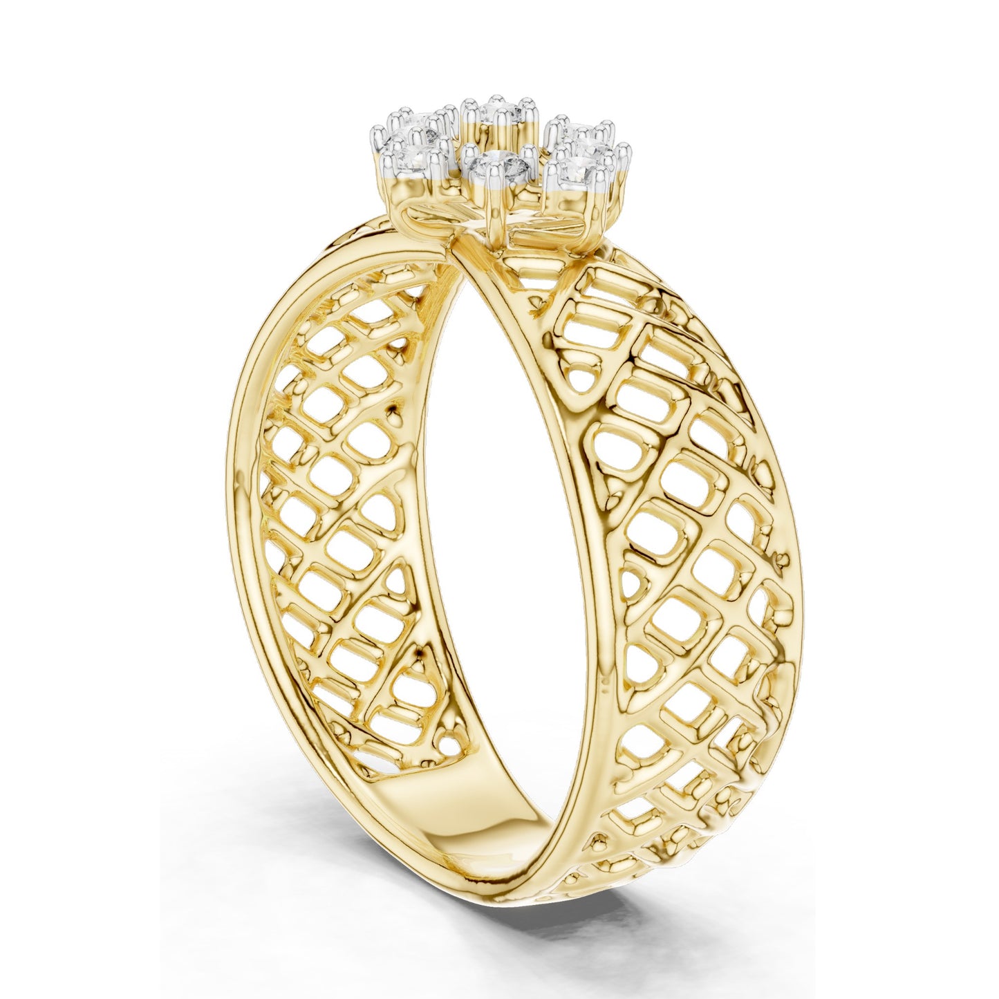 0.108 CT Lab-Grown Diamond Cluster Ring for Women | VVS-VS EF Clarity | 18KT, 14KT, 10KT Gold & 925 Silver | Rose, Yellow, White Gold & Moissanite Options