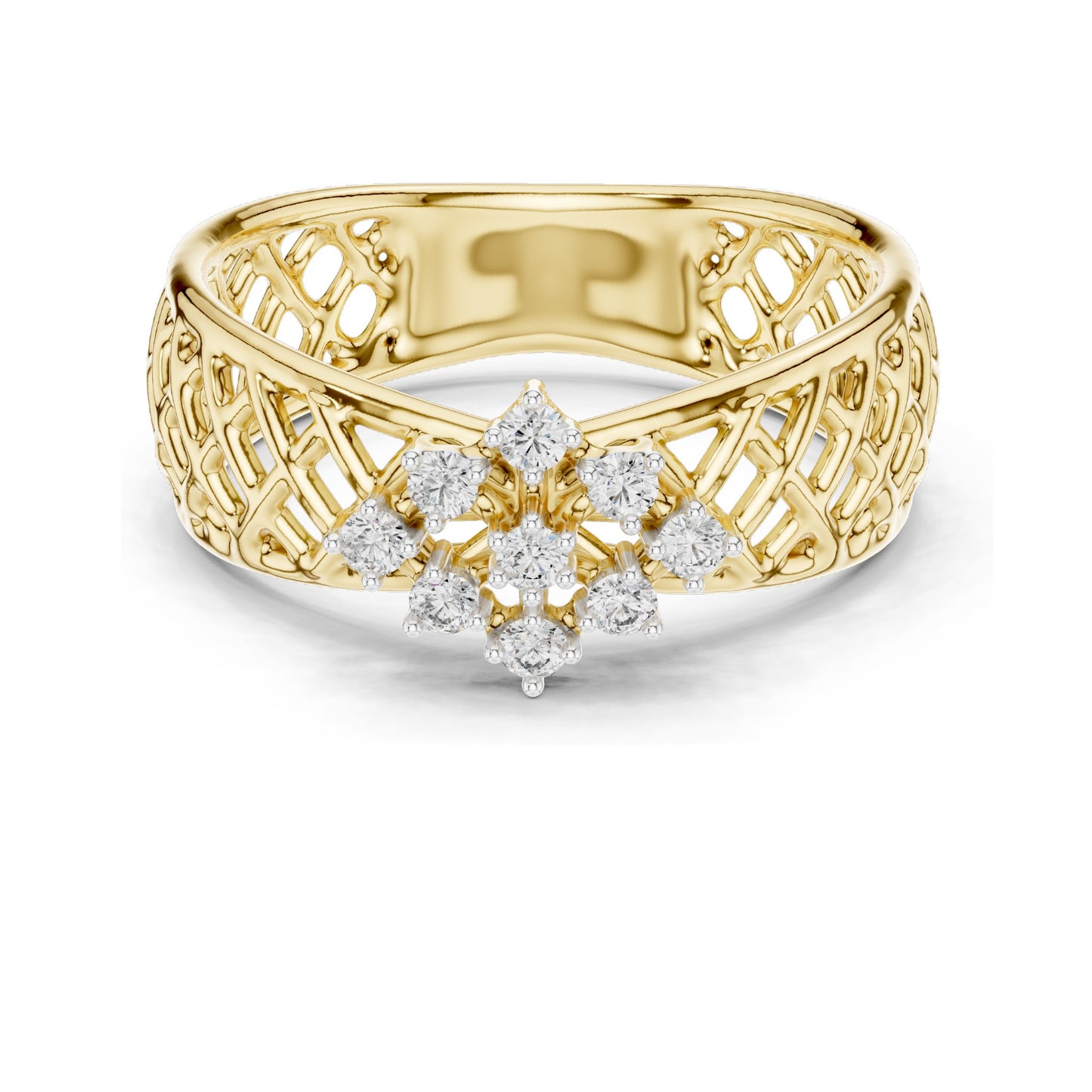 0.108 CT Lab-Grown Diamond Cluster Ring for Women | VVS-VS EF Clarity | 18KT, 14KT, 10KT Gold & 925 Silver | Rose, Yellow, White Gold & Moissanite Options